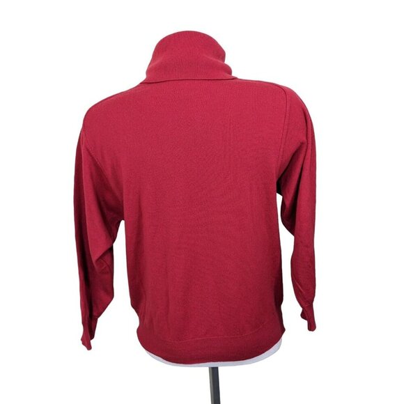 Vintage Womens Med Merino Wool Blend Sweater Red Knit Turtleneck 90s Setterlaine - Picture 3 of 6